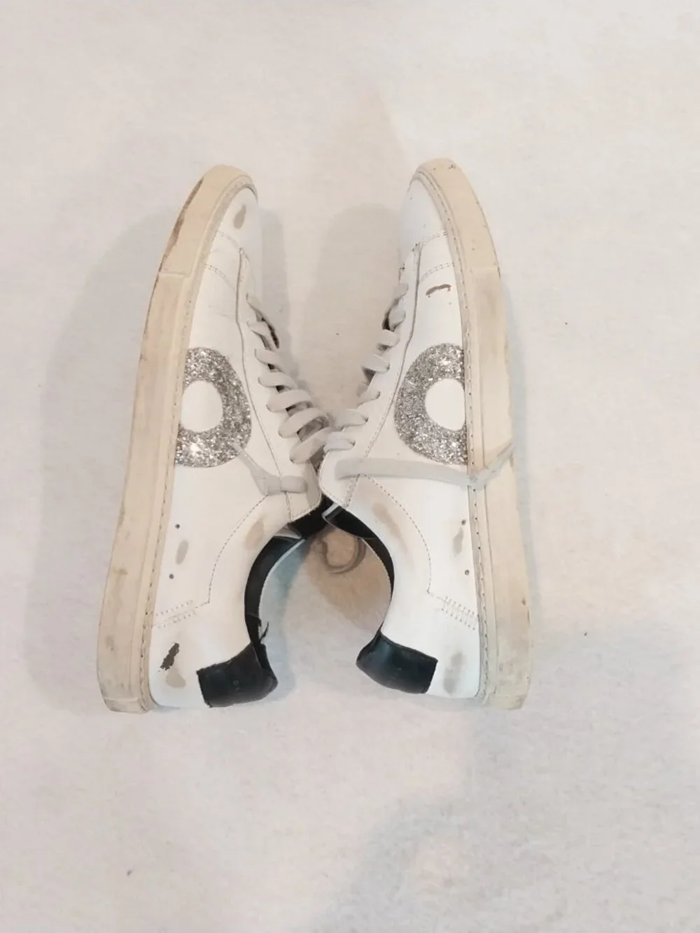 Oliver Cabell Sneakers Womens 7.5 38 White Leather Designer Casual Shoes Glitter
